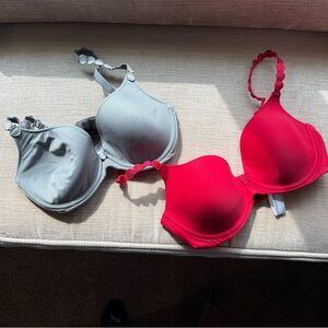Women's Marie Jo Red and Gray Bra Set